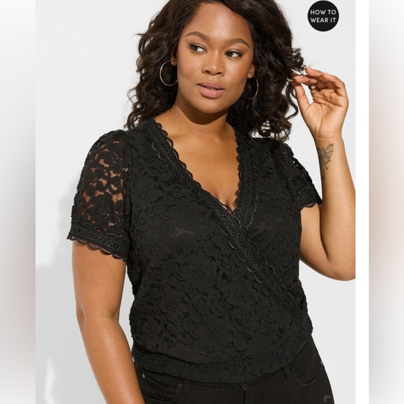 NWT Torrid faux wrap stretch lace top, size 3X - Picture 2 of 7